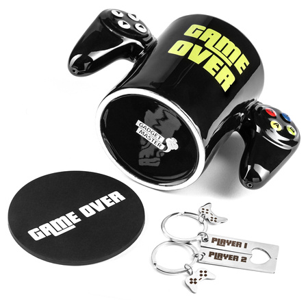 Gamer set GAME OVER - mug, coaster and keychains