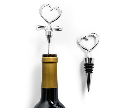 Heart shaped bottle stopper and opener - WHITE