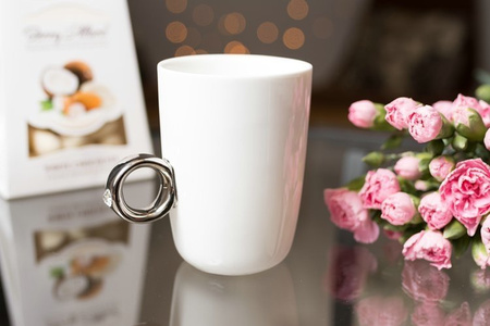 Ring mug white - silver ring