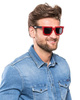 8 bit pixel glasses - red