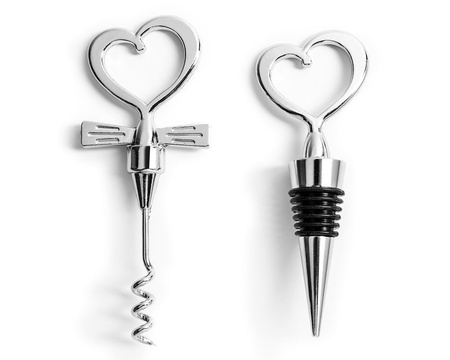 Heart shaped bottle stopper and opener - WHITE