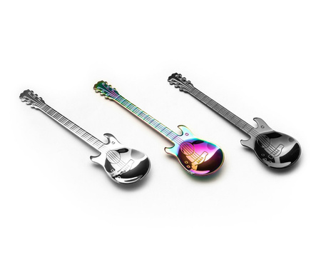 Guitar metal tea spoons COLORFUL 3 pcs