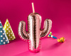 Party cactus bottle with straw