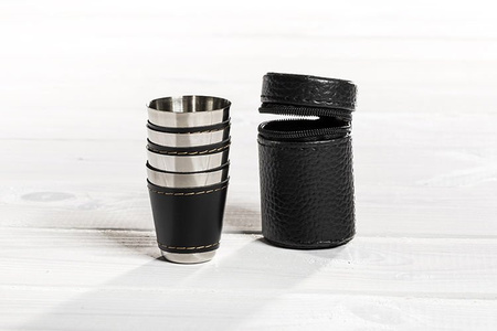 Stainless steel shot glass in case - 4 pcs set