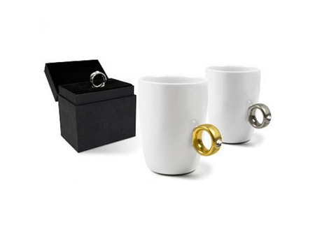 Ring mug white - silver ring