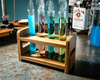 Party glass tube set 4 pcs with wooden holder 