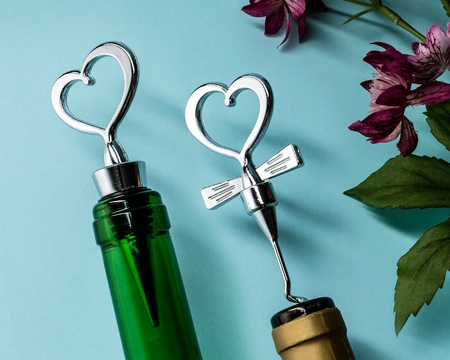 Heart shaped bottle stopper and opener - WHITE