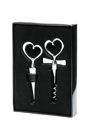 Heart shaped bottle stopper and opener - BLACK