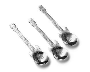 Guitar metal tea spoons 3 pcs SILVER