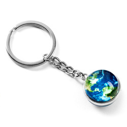 Keychain - glass EARTH - glowing in the dark