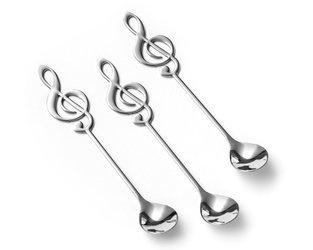 Metal tea spoons MUSIC CLEF 3 pcs SILVER