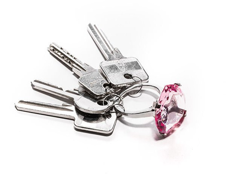 Diamond key ring HEART - pink