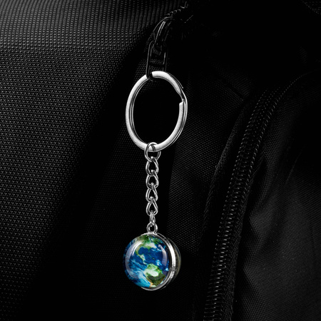 Keychain - glass EARTH - glowing in the dark 