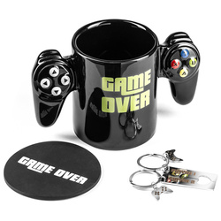 Gamer set GAME OVER - mug, coaster and keychains