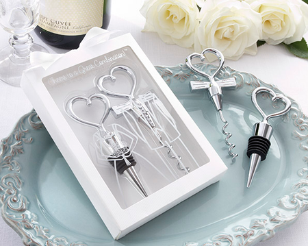 Heart shaped bottle stopper and opener - WHITE