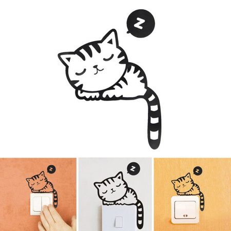 Sleepy Kitty Cat - Switch/ Wall Sticker