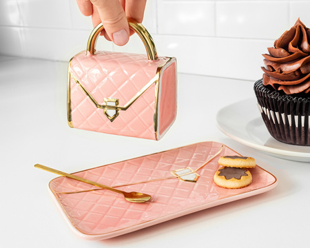 BAG mug ceramic set with spoon & saucer - PINK