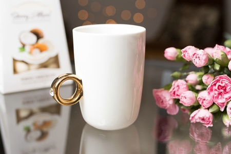 Ring mug white - golden ring