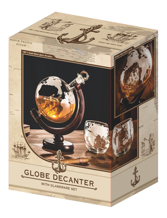 Globe decanter set with 2 glasses