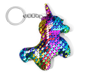 Keychain UNICORN rainbow sequins