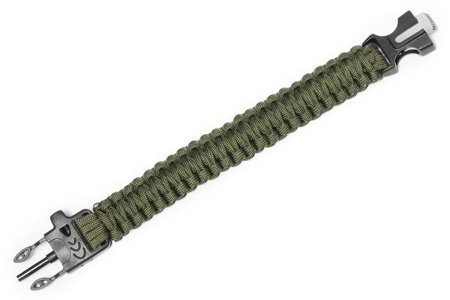 Bransoletka paracord 3w1 ARMY GREEN